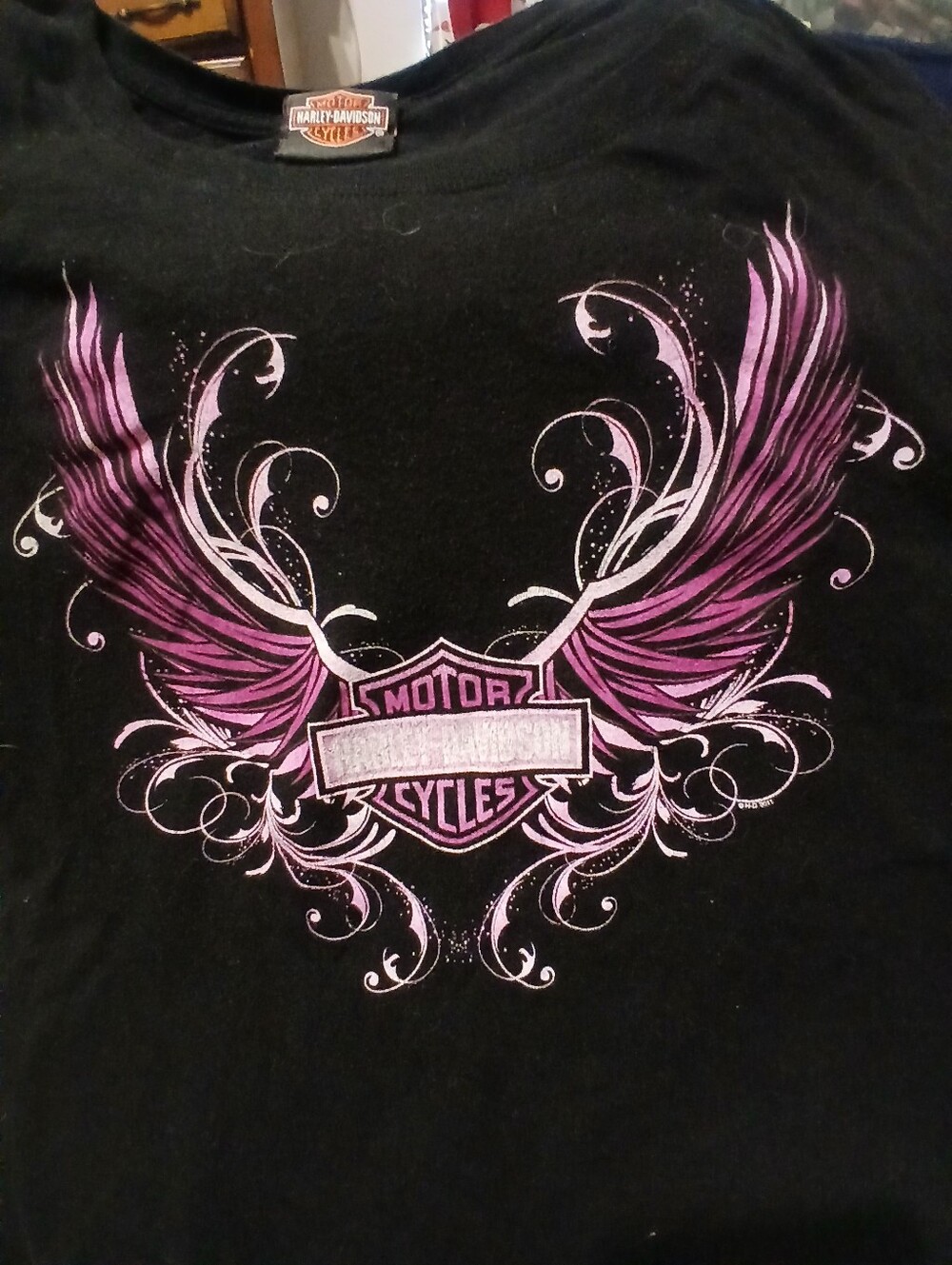 Harley-Davidson Black Tee with Purple Wing Emblem